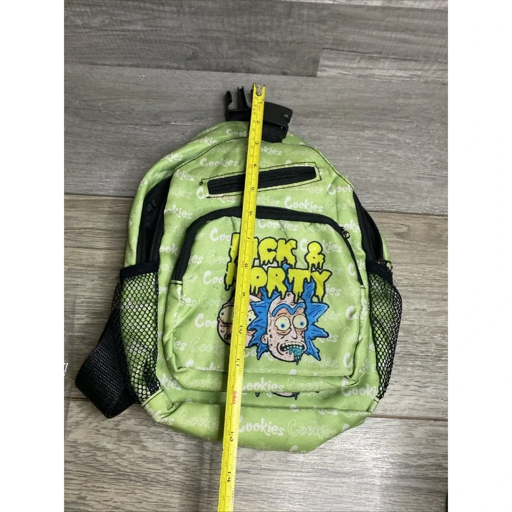 Cookies Rick & Morty Green/Black Small Crossbody Sling Bag Zip Pockets Strap